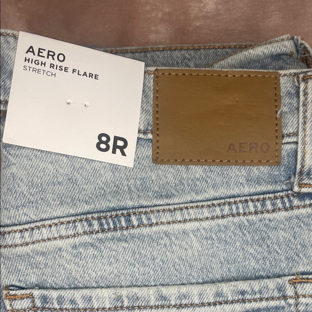 Aeropostale Light Blue Distressed Flare Jeans - Picture 2 of 5
